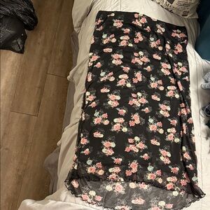 Torrid Floral Maxi Skirt in Black and Pink